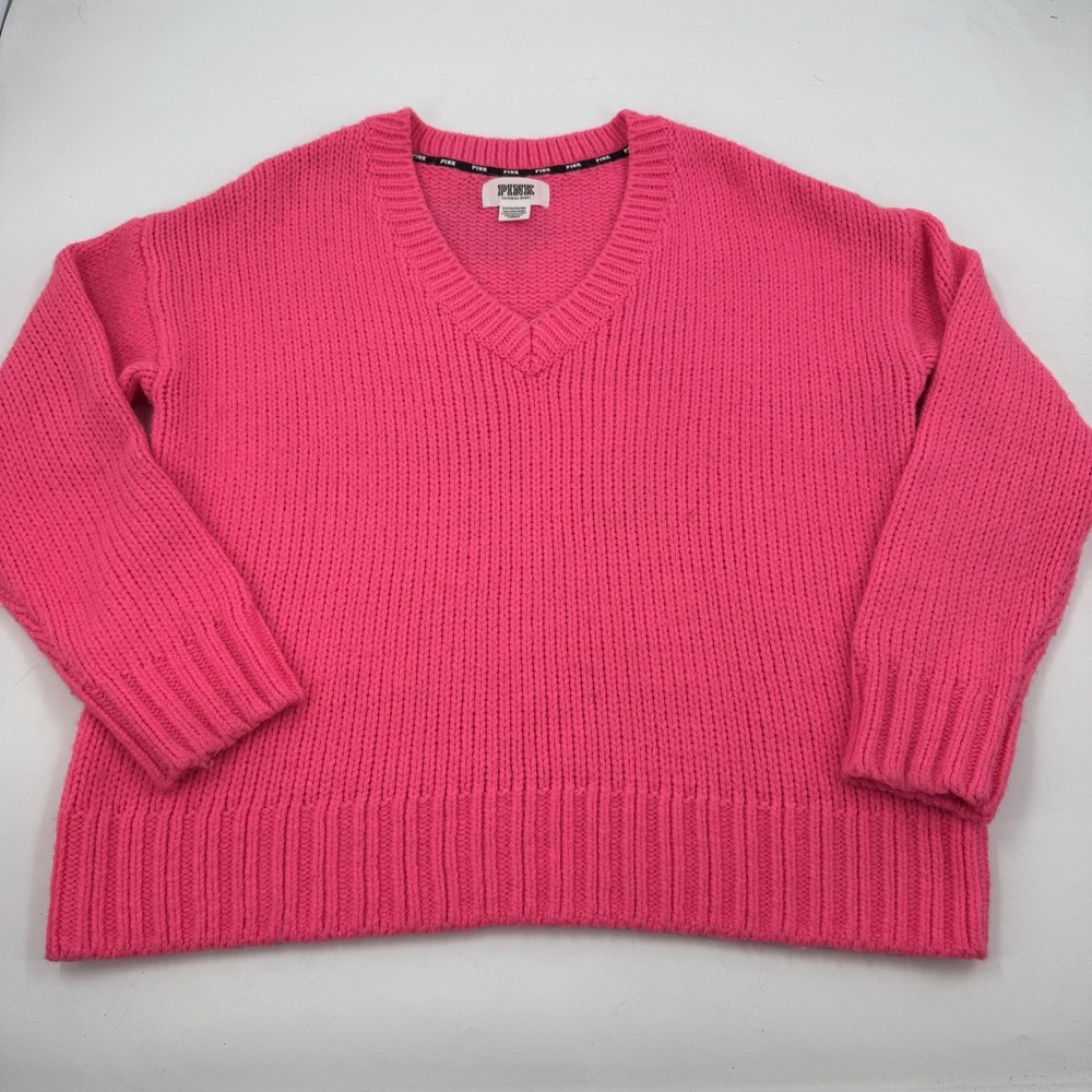 PINK Victoria Secret Dark Pink Knot‎ Long Sleeve Sweater Size S Small Logo